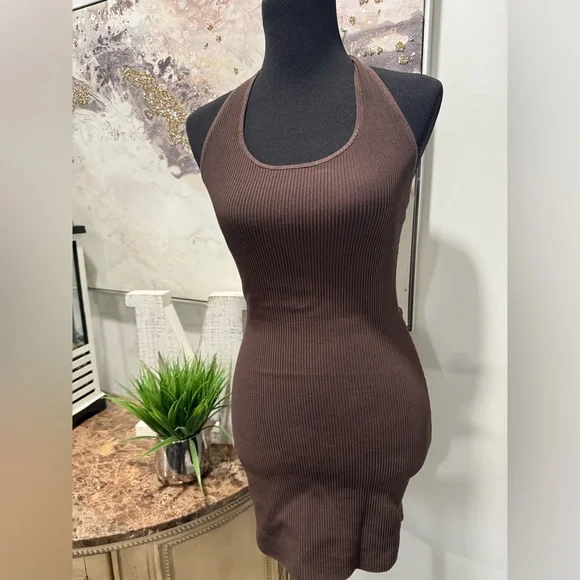 Babaton Chocolate Brown Backless Dress - Picture 1 of 7